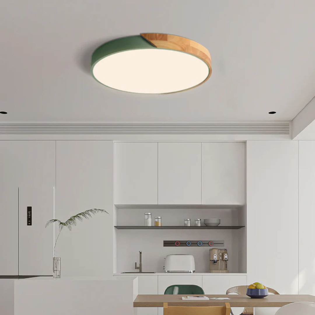 Delos Deckenleuchte Holz Seitenansicht Profil LED Deckenlampe warmweiß