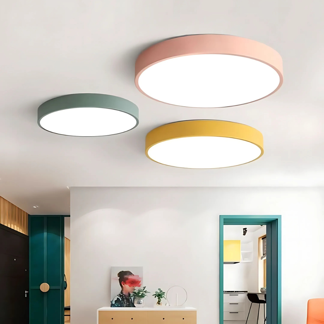 Delos Deckenleuchte Holz Produktbild freigestellt warmweiße Deckenlampe dimmbar