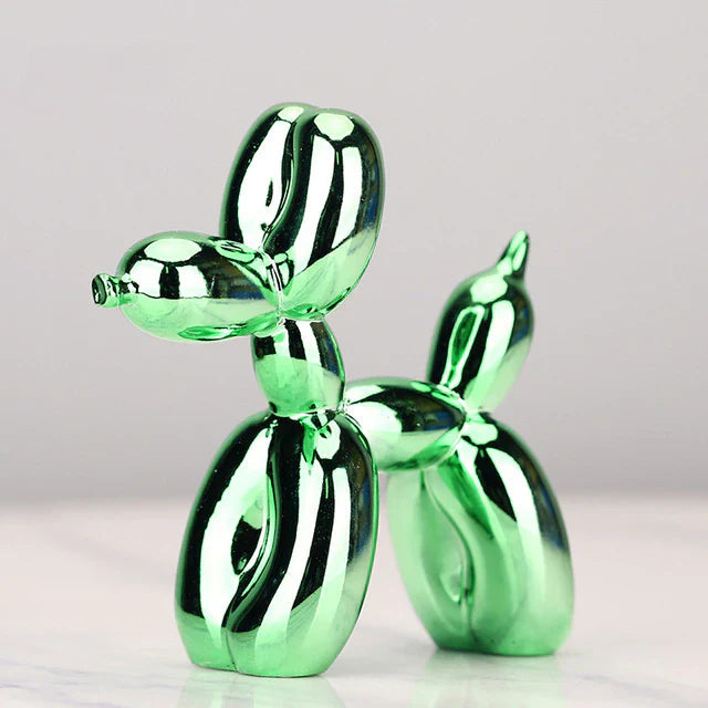 Ballon Hund Skulptur Grün aus Resin