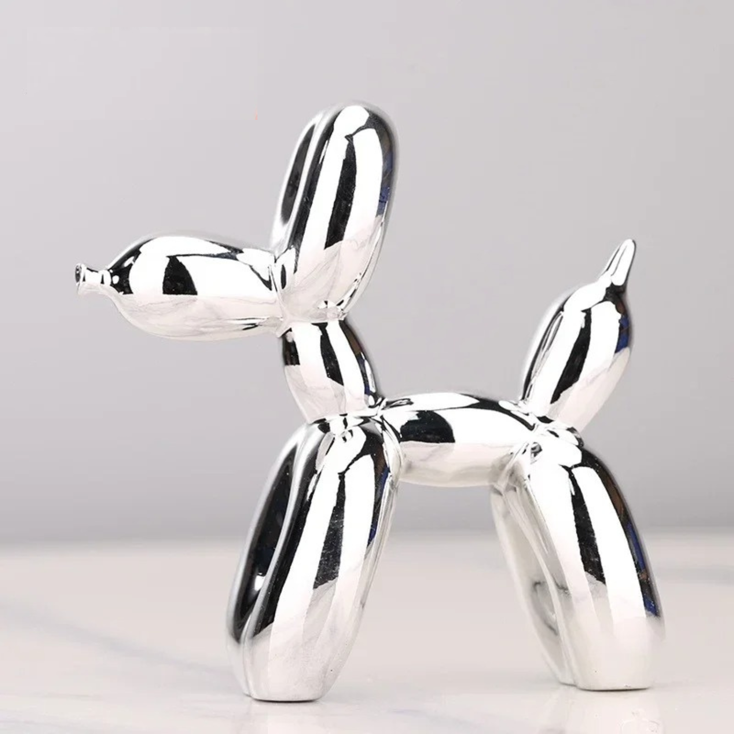 Ballon Hund Skulptur Silber Chrom aus Resin